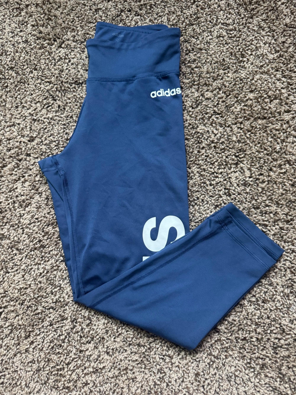 Adidas Navy Leggings with White Logo